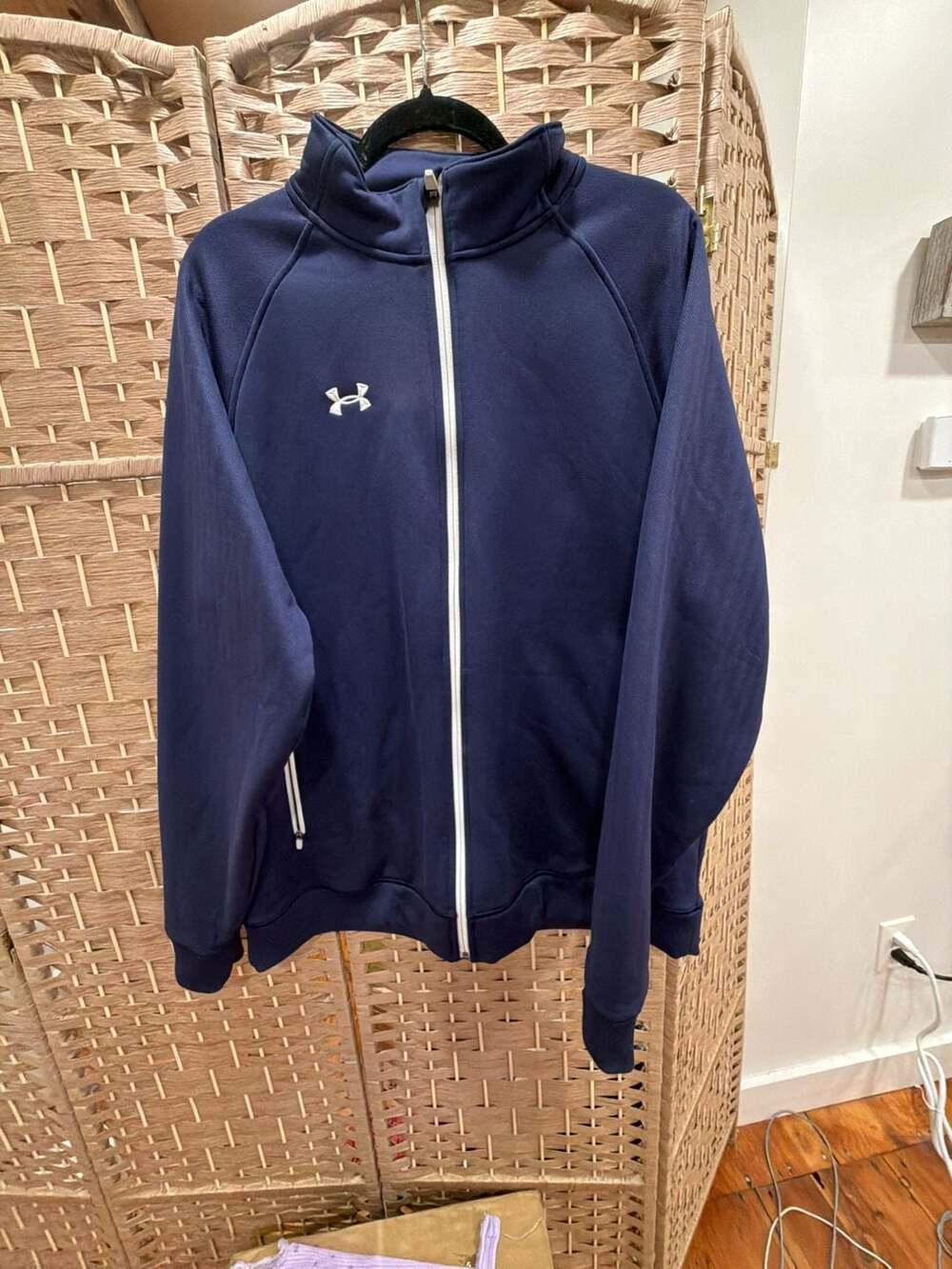 Under Armour Sportstyle Tricot Navy Blue Full Zip Jacket Mens Size Large